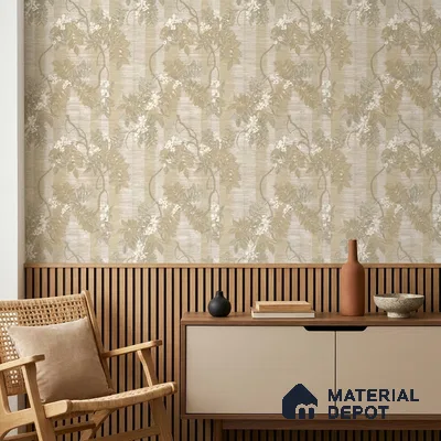 13319 | Sand Striped Wisteria Vine Floral Wallpaper - 10 Meter x 21 Inch, 57 Sq. Ft.