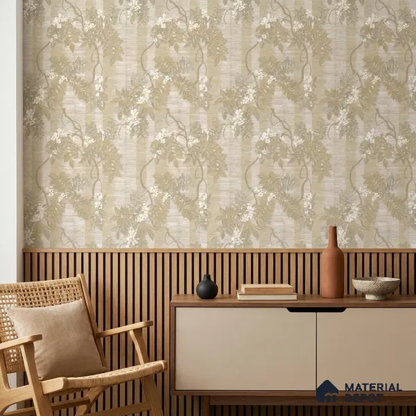 13319 | Sand Striped Wisteria Vine Floral Wallpaper - 10 Meter x 21 Inch, 57 Sq. Ft.