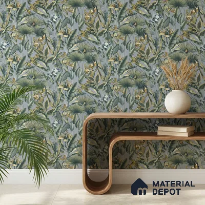 13332 | Grey Toucan Jungle Floral Wallpaper - 10 Meter x 21 Inch, 57 Sq. Ft.