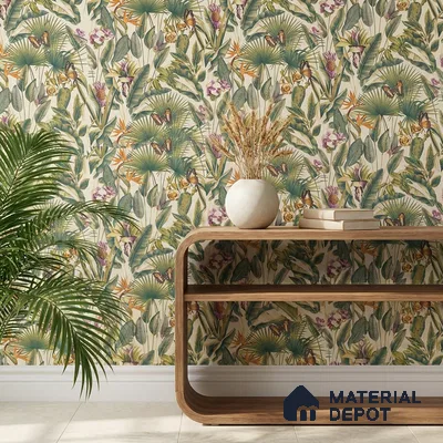 13335 | Cream Butterfly Jungle Floral Wallpaper - 10 Meter x 21 Inch, 57 Sq. Ft.