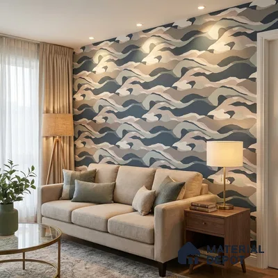 51244001 | Blue & Grey Abstract Patterned Wallpaper - 10 Meter x 21 Inch, 57 Sq. Ft.