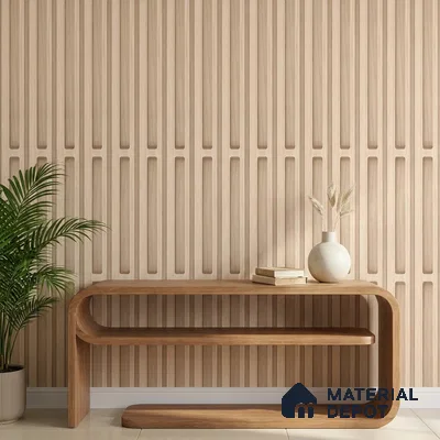 51243607 | Peach Wood Narrow Slat Patterned Wallpaper - 10 Meter x 21 Inch, 57 Sq. Ft.