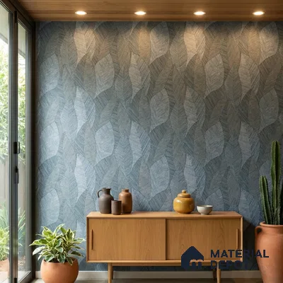 7512-1 | Blue Woven Leaf Floral Wallpaper - 9.5 Meter x 21 Inch, 55 Sq. Ft.