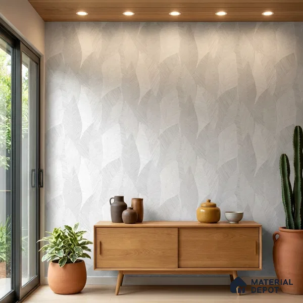 7512-2 | Grey Woven Leaf Floral Wallpaper - 9.5 Meter x 21 Inch, 55 Sq. Ft.