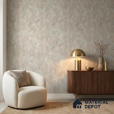 7516-2 | Grey & Beige Cloud Plaster Concrete Patterned Wallpaper - 9.5 Meter x 21 Inch, 55 Sq. Ft.