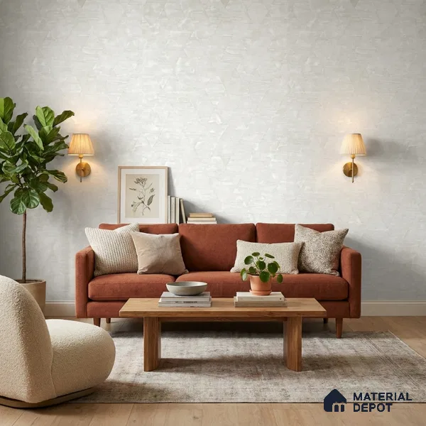 7519-1 | White Triangle Facet Patterned Wallpaper - 9.5 Meter x 21 Inch, 55 Sq. Ft.
