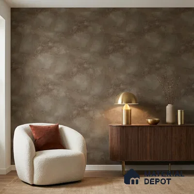 7521-3 | Dark Brown Cloud Plaster Concrete Patterned Wallpaper - 9.5 Meter x 21 Inch, 55 Sq. Ft.