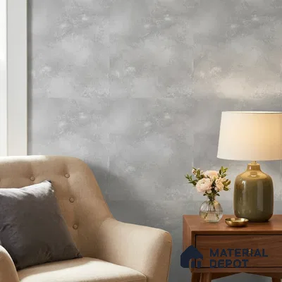 7521-4 | Silver Grey Cloud Concrete Patterned Wallpaper - 9.5 Meter x 21 Inch, 55 Sq. Ft.