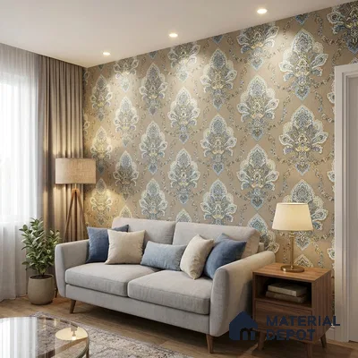 10335-4 | Brown Baroque Medallion Floral Wallpaper - 5 Meter x 42 Inches, 57 Sq. Ft.
