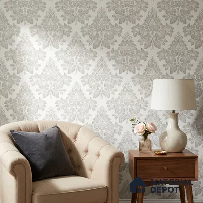 10333-1 | Grey Damask Floral Wallpaper - 5 Meter x 42 Inches, 57 Sq. Ft.