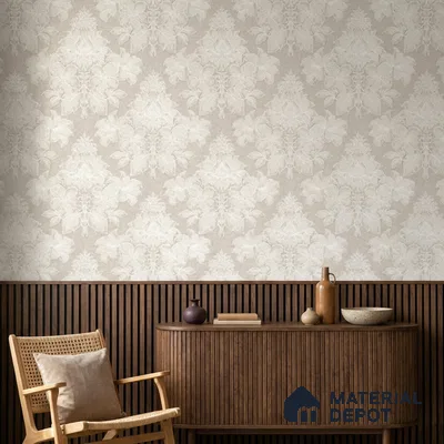 10333-2 | Cream Damask Floral Wallpaper - 5 Meter x 42 Inches, 57 Sq. Ft.