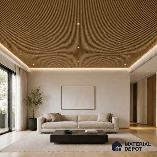 Spiced Walnut 10 ft x 0.45 ft (3060x140 mm) Pyramid Design Interior & Exterior Wall & Ceiling Panel - 14 mm | Suitable for Balcony, Facade & Open Area | Width is Subjected to 5% Variation