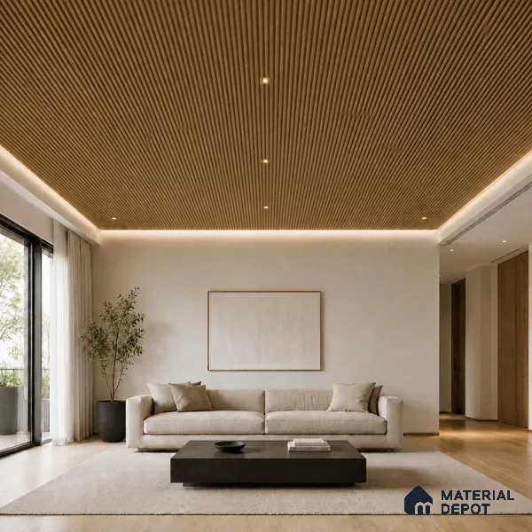 Spiced Walnut 10 ft x 0.45 ft (3060x140 mm) Pyramid Design Interior & Exterior Wall & Ceiling Panel - 14 mm | Suitable for Balcony, Facade & Open Area | Width is Subjected to 5% Variation