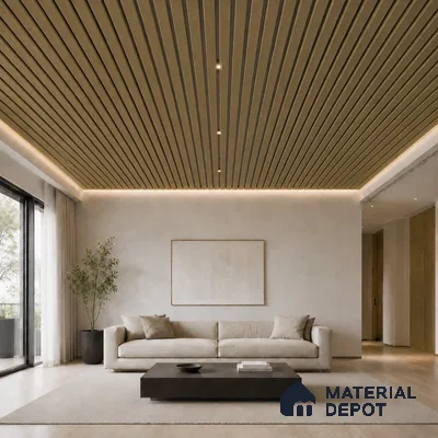 Spiced Walnut 10 ft x 0.5 ft (3060x150 mm) Dual Tone Linea Design Interior & Exterior Wall & Ceiling Panel - 15 mm | Suitable for Balcony, Facade & Open Area | Width is Subjected to 5% Variation