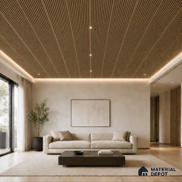 Spiced Walnut 10 ft x 0.68 ft (3060x208 mm) Curve Design Interior & Exterior Wall & Ceiling Panel - 10 mm | Suitable for Balcony, Facade & Open Area | Width is Subjected to 5% Variation