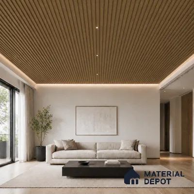 Spiced Walnut 10 ft x 0.5 ft (3060x150 mm) Linea Design Interior & Exterior Wall & Ceiling Panel - 15 mm | Suitable for Balcony, Facade & Open Area | Width is Subjected to 5% Variation