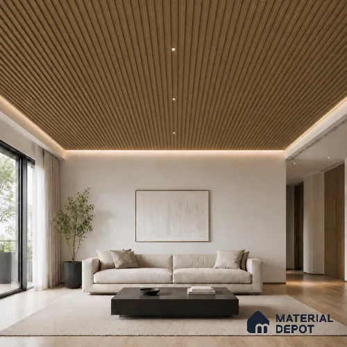 Spiced Walnut 10 ft x 0.5 ft (3060x150 mm) Linea Design Interior & Exterior Wall & Ceiling Panel - 15 mm | Suitable for Balcony, Facade & Open Area | Width is Subjected to 5% Variation