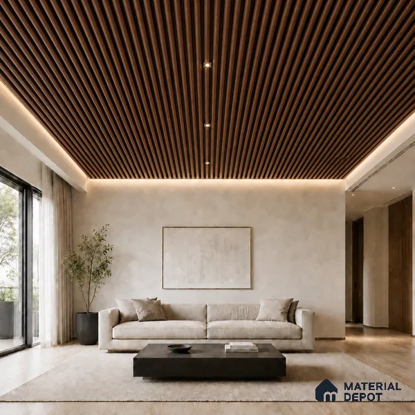 Mahogany 10 ft x 0.6 ft (3060x180 mm) Dual Tone Arch Design Interior & Exterior Wall & Ceiling Panel - 17 mm | Suitable for Balcony, Facade & Open Area | Width is Subjected to 5% Variation