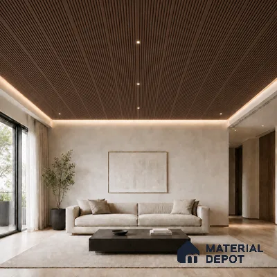 Mahogany 10 ft x 0.68 ft (3060x208 mm) Curve Design Interior & Exterior Wall & Ceiling Panel - 10 mm | Suitable for Balcony, Facade & Open Area | Width is Subjected to 5% Variation
