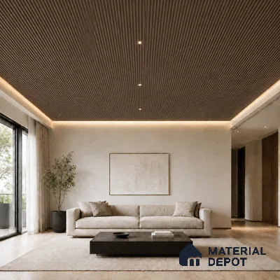 Royal Nut 10 ft x 0.45 ft (3060x140 mm) Pyramid Design Interior & Exterior Wall & Ceiling Panel - 14 mm | Suitable for Balcony, Facade & Open Area | Width is Subjected to 5% Variation