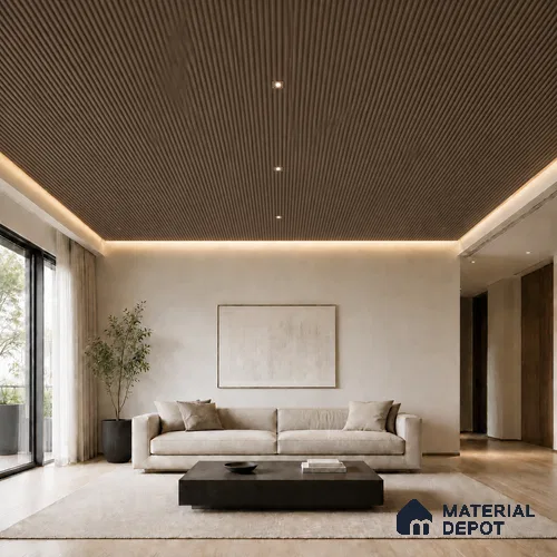 Royal Nut 10 ft x 0.45 ft (3060x140 mm) Pyramid Design Interior & Exterior Wall & Ceiling Panel - 14 mm | Suitable for Balcony, Facade & Open Area | Width is Subjected to 5% Variation