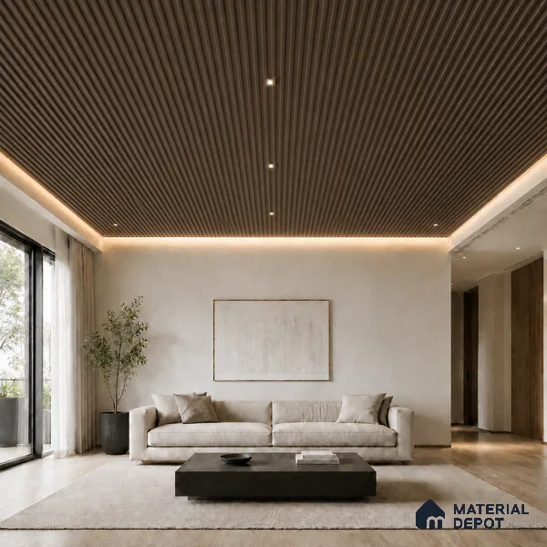 Royal Nut 10 ft x 0.6 ft (3060x180 mm) Arch Design Interior & Exterior Wall & Ceiling Panel - 17 mm | Suitable for Balcony, Facade & Open Area | Width is Subjected to 5% Variation