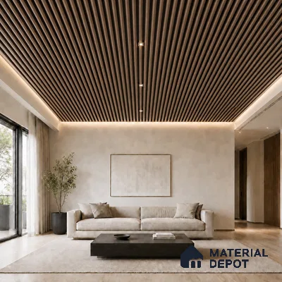 Royal Nut 10 ft x 0.6 ft (3060x180 mm) Dual Tone Arch Design Interior & Exterior Wall & Ceiling Panel - 17 mm | Suitable for Balcony, Facade & Open Area | Width is Subjected to 5% Variation