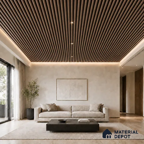 Royal Nut 10 ft x 0.6 ft (3060x180 mm) Dual Tone Arch Design Interior & Exterior Wall & Ceiling Panel - 17 mm | Suitable for Balcony, Facade & Open Area | Width is Subjected to 5% Variation