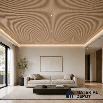 Beech Wood 10 ft x 0.45 ft (3060x140 mm) Pyramid Design Interior & Exterior Wall & Ceiling Panel - 14 mm | Suitable for Balcony, Facade & Open Area | Width is Subjected to 5% Variation