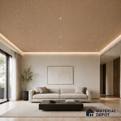 Beech Wood 10 ft x 0.45 ft (3060x140 mm) Pyramid Design Interior & Exterior Wall & Ceiling Panel - 14 mm | Suitable for Balcony, Facade & Open Area | Width is Subjected to 5% Variation