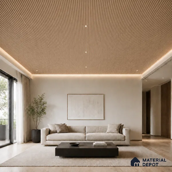 Beech Wood 10 ft x 0.45 ft (3060x140 mm) Pyramid Design Interior & Exterior Wall & Ceiling Panel - 14 mm | Suitable for Balcony, Facade & Open Area | Width is Subjected to 5% Variation