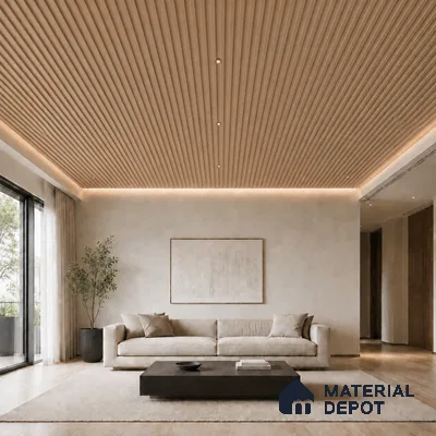 Beech Wood 10 ft x 0.5 ft (3060x150 mm) Linea Design Interior & Exterior Wall & Ceiling Panel - 15 mm | Suitable for Balcony, Facade & Open Area | Width is Subjected to 5% Variation