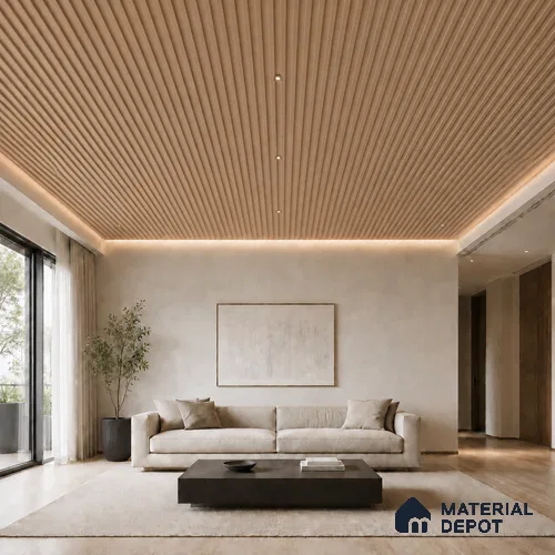 Beech Wood 10 ft x 0.5 ft (3060x150 mm) Linea Design Interior & Exterior Wall & Ceiling Panel - 15 mm | Suitable for Balcony, Facade & Open Area | Width is Subjected to 5% Variation