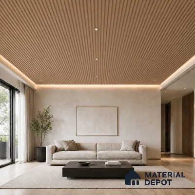 Beech Wood 10 ft x 0.6 ft (3060x180 mm) Arch Design Interior & Exterior Wall & Ceiling Panel - 17 mm | Suitable for Balcony, Facade & Open Area | Width is Subjected to 5% Variation