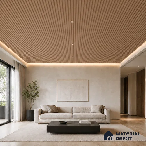 Beech Wood 10 ft x 0.6 ft (3060x180 mm) Arch Design Interior & Exterior Wall & Ceiling Panel - 17 mm | Suitable for Balcony, Facade & Open Area | Width is Subjected to 5% Variation