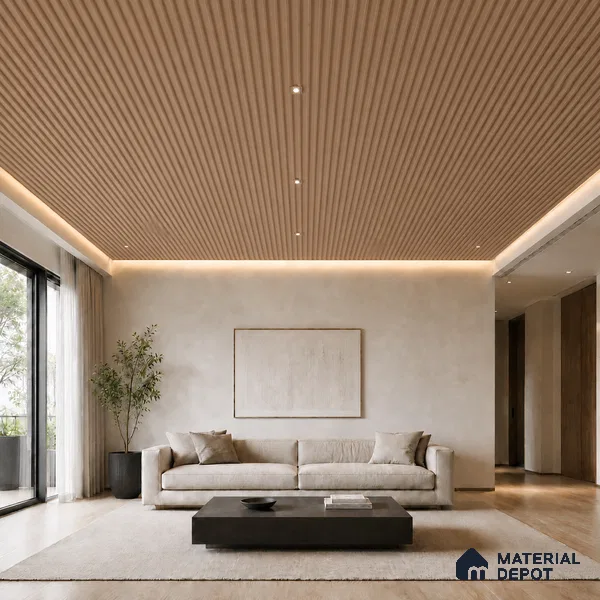 Beech Wood 10 ft x 0.6 ft (3060x180 mm) Arch Design Interior & Exterior Wall & Ceiling Panel - 17 mm | Suitable for Balcony, Facade & Open Area | Width is Subjected to 5% Variation