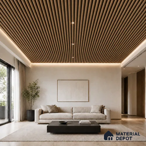 Beech Wood 10 ft x 0.6 ft (3060x180 mm) Dual Tone Arch Design Interior & Exterior Wall & Ceiling Panel - 17 mm | Suitable for Balcony, Facade & Open Area | Width is Subjected to 5% Variation
