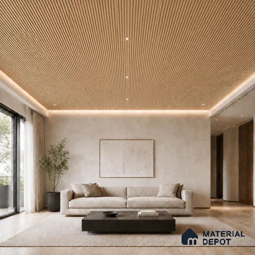 Beech Wood 10 ft x 0.68 ft (3060x208 mm) Curve Design Interior & Exterior Wall & Ceiling Panel - 10 mm | Suitable for Balcony, Facade & Open Area | Width is Subjected to 5% Variation