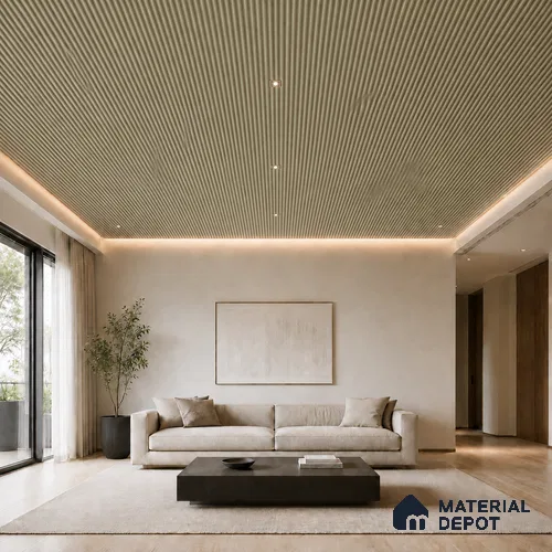 Gold 10 ft x 0.45 ft (3060x140 mm) Pyramid Design Interior & Exterior Wall & Ceiling Panel - 14 mm | Suitable for Balcony, Facade & Open Area | Width is Subjected to 5% Variation