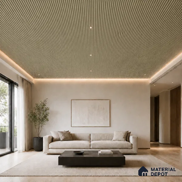Gold 10 ft x 0.45 ft (3060x140 mm) Pyramid Design Interior & Exterior Wall & Ceiling Panel - 14 mm | Suitable for Balcony, Facade & Open Area | Width is Subjected to 5% Variation