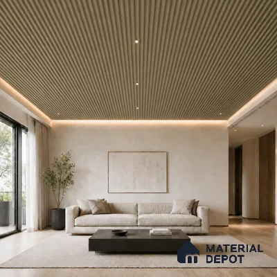 Gold 10 ft x 0.6 ft (3060x180 mm) Arch Design Interior & Exterior Wall & Ceiling Panel - 17 mm | Suitable for Balcony, Facade & Open Area | Width is Subjected to 5% Variation