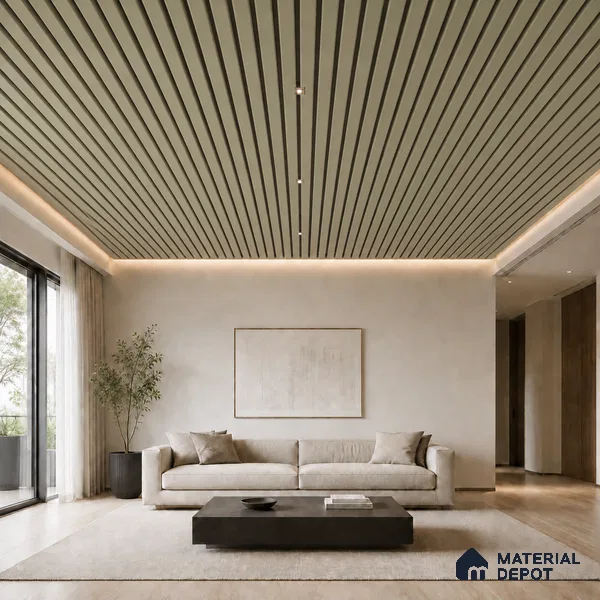 Gold 10 ft x 0.5 ft (3060x150 mm) Dual Tone Linea Design Interior & Exterior Wall & Ceiling Panel - 15 mm | Suitable for Balcony, Facade & Open Area | Width is Subjected to 5% Variation