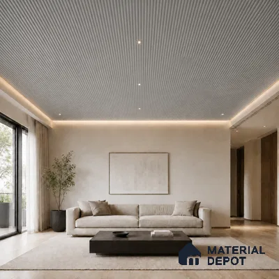 Silver 10 ft x 0.45 ft (3060x140 mm) Pyramid Design Interior & Exterior Wall & Ceiling Panel - 14 mm | Suitable for Balcony, Facade & Open Area | Width is Subjected to 5% Variation