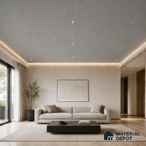 Silver 10 ft x 0.45 ft (3060x140 mm) Pyramid Design Interior & Exterior Wall & Ceiling Panel - 14 mm | Suitable for Balcony, Facade & Open Area | Width is Subjected to 5% Variation