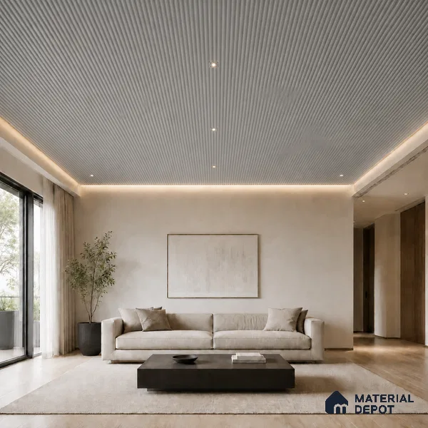 Silver 10 ft x 0.45 ft (3060x140 mm) Pyramid Design Interior & Exterior Wall & Ceiling Panel - 14 mm | Suitable for Balcony, Facade & Open Area | Width is Subjected to 5% Variation