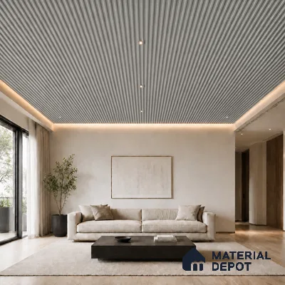 Silver 10 ft x 0.6 ft (3060x180 mm) Arch Design Interior & Exterior Wall & Ceiling Panel - 17 mm | Suitable for Balcony, Facade & Open Area | Width is Subjected to 5% Variation