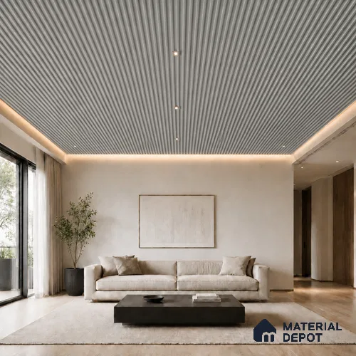Silver 10 ft x 0.6 ft (3060x180 mm) Arch Design Interior & Exterior Wall & Ceiling Panel - 17 mm | Suitable for Balcony, Facade & Open Area | Width is Subjected to 5% Variation