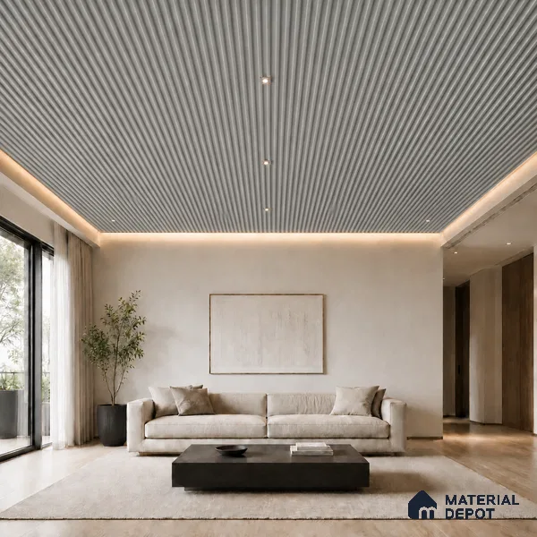 Silver 10 ft x 0.6 ft (3060x180 mm) Arch Design Interior & Exterior Wall & Ceiling Panel - 17 mm | Suitable for Balcony, Facade & Open Area | Width is Subjected to 5% Variation