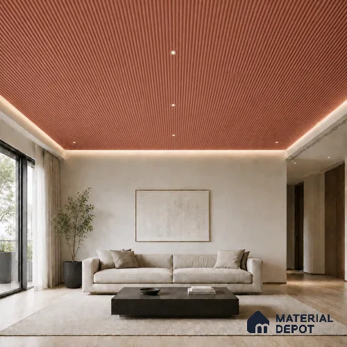 Copper 10 ft x 0.45 ft (3060x140 mm) Pyramid Design Interior & Exterior Wall & Ceiling Panel - 14 mm | Suitable for Balcony, Facade & Open Area | Width is Subjected to 5% Variation