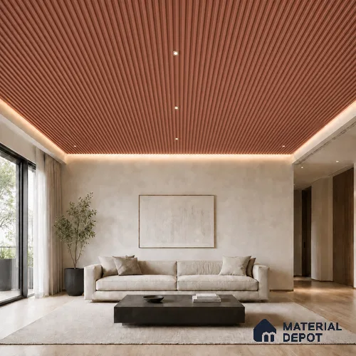 Copper 10 ft x 0.6 ft (3060x180 mm) Arch Design Interior & Exterior Wall & Ceiling Panel - 17 mm | Suitable for Balcony, Facade & Open Area | Width is Subjected to 5% Variation